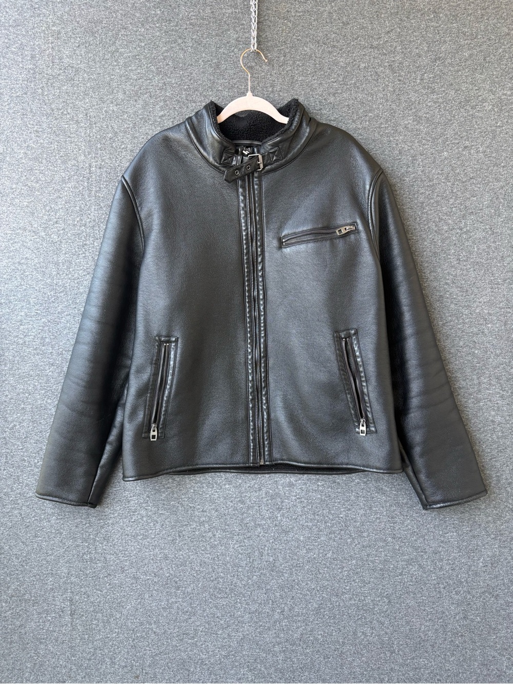 Y2K Marc New Yokrk Black Leather Zip-Up Jacket